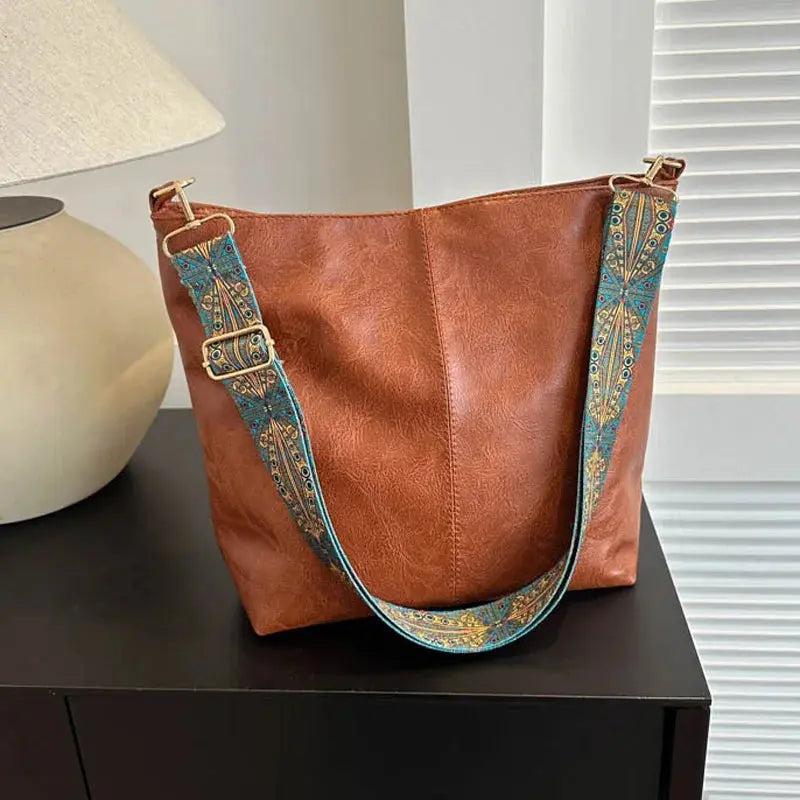 Vintage-Charme Lederschultertasche