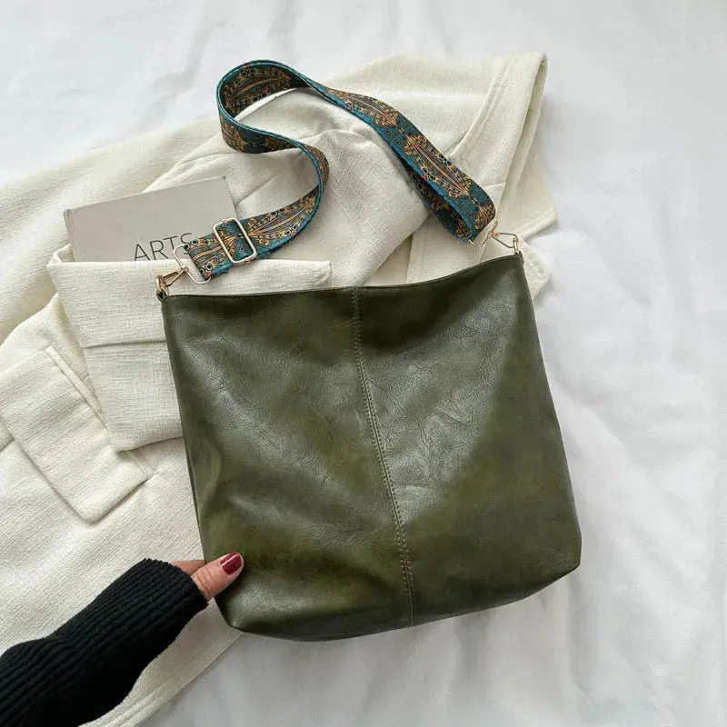 Vintage-Charme Lederschultertasche