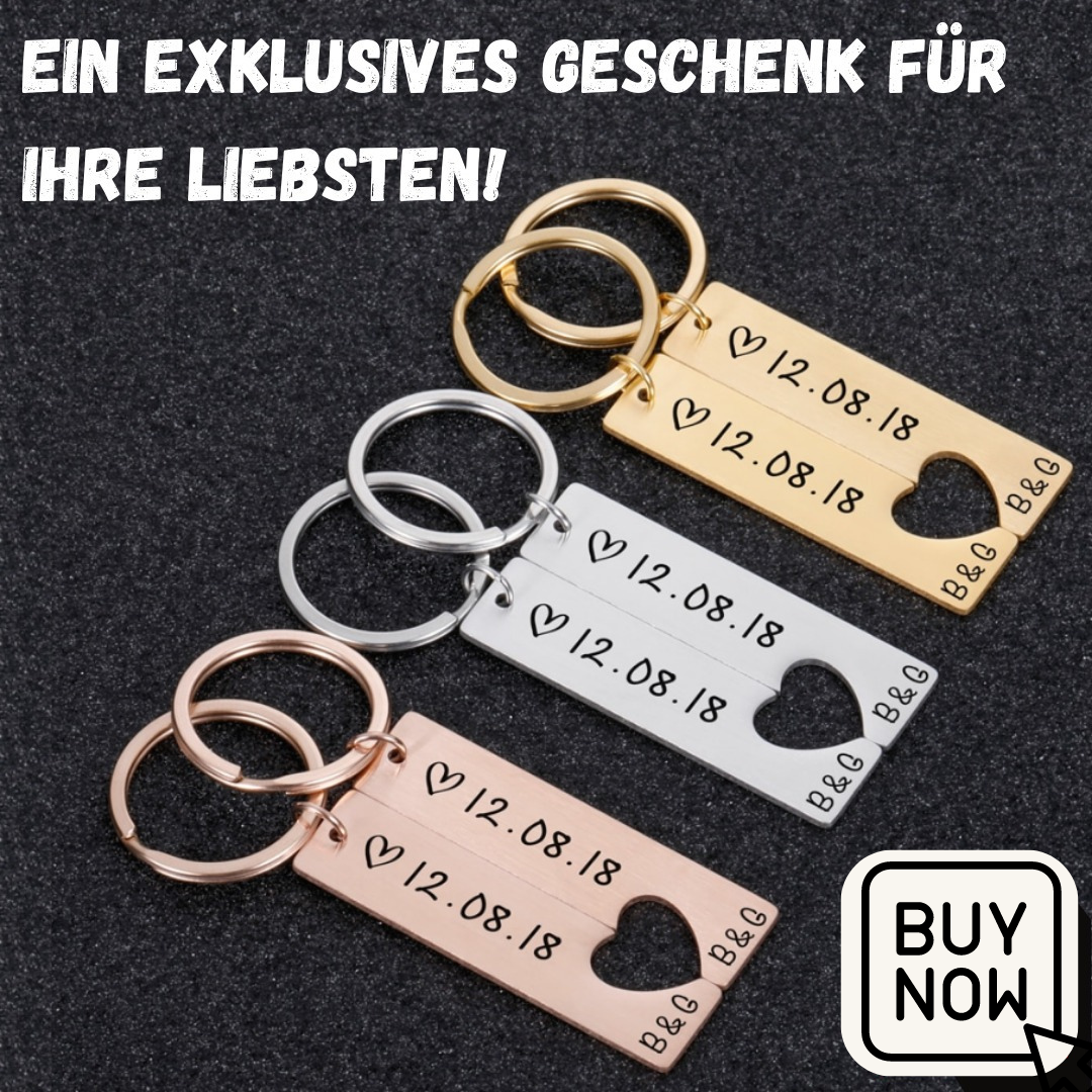 Love Gift Schlüsselanhänger BELLUXE - (Personalisierung: Datum + Initialen)