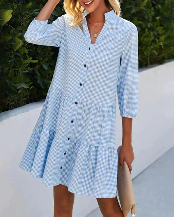 Jomies™ - Sommer Damen Kariertes Blaues Kleid (Fast Ausverkauft)