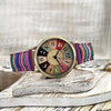 Wise® | Retro-Uhr mit Denim-Stoffband